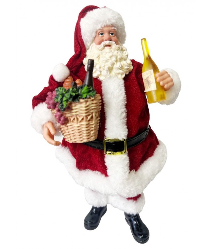 SANTA CLAUSE WITH WINE, STANDING 28CM TALL