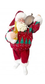 SANTA CLAUSE WITH  WINE AND BARREL, STANDING 28CM TALL