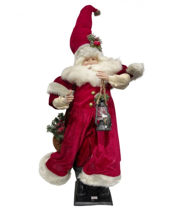 SANTA WITH LANTERN RED 62.5CM